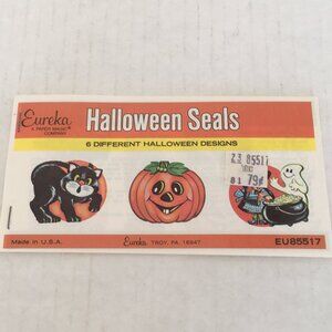 Vintage Eureka Halloween seals book 6 different designs cat ghost witch pumpkin